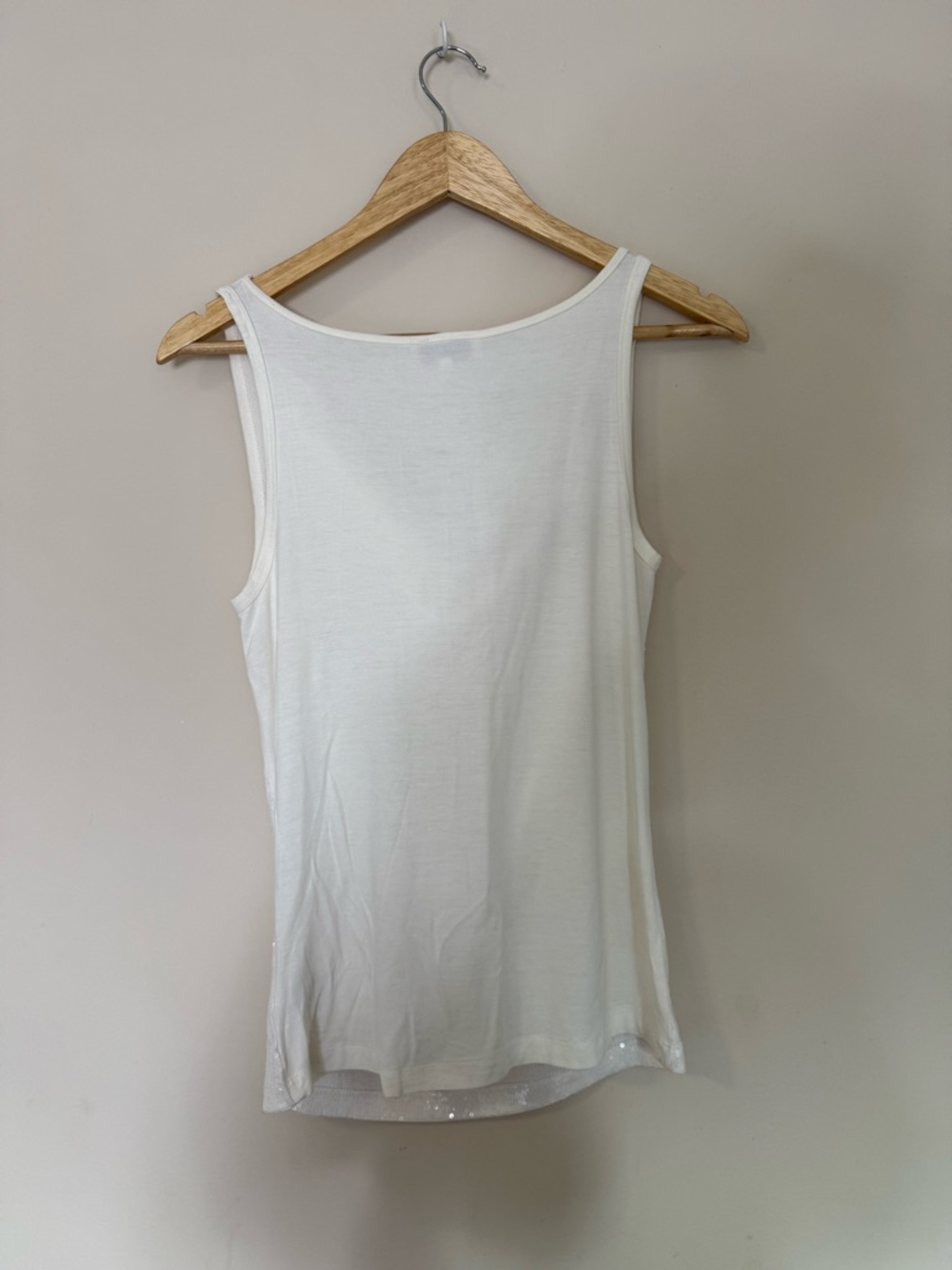Lady Dutch White Sequin Cowl Neck Tank Top M - Picture 5 of 7